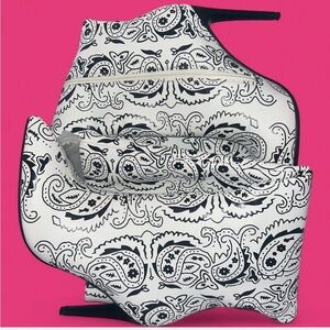 Black and White Paisley Knee High Boots